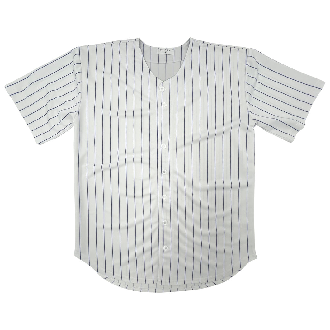 Baseball Jersey - WHITE / BLUE STRIPE