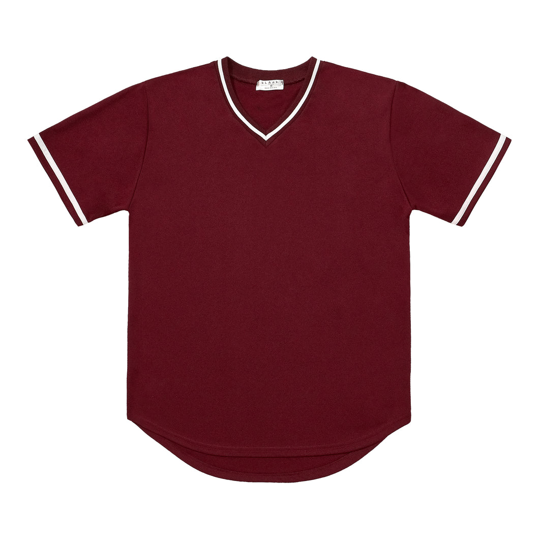 V-Neck Jersey - Burgundy / White