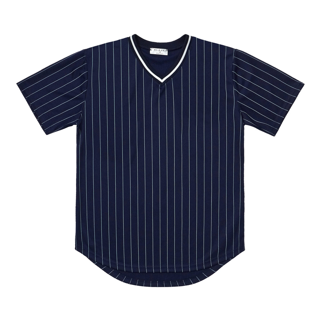 V-Neck Jersey - Navy / White Stripes