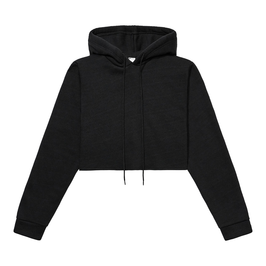 Heavyweight Hoodie Crop Top - Black